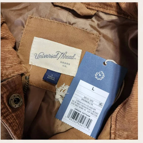 Universal Thread tan utility jacket barn coat corduroy collar L NWT - Picture 7 of 7